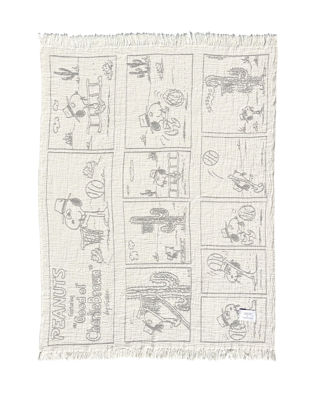 Blanket PEANUTS DESSERT Comic Strip Cotton Black / White 4.25 x 6.5ft