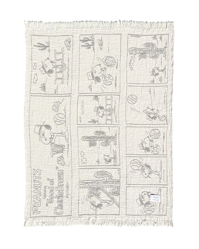 Blanket PEANUTS DESSERT Comic Strip Cotton Black / White 4.25 x 6.5ft