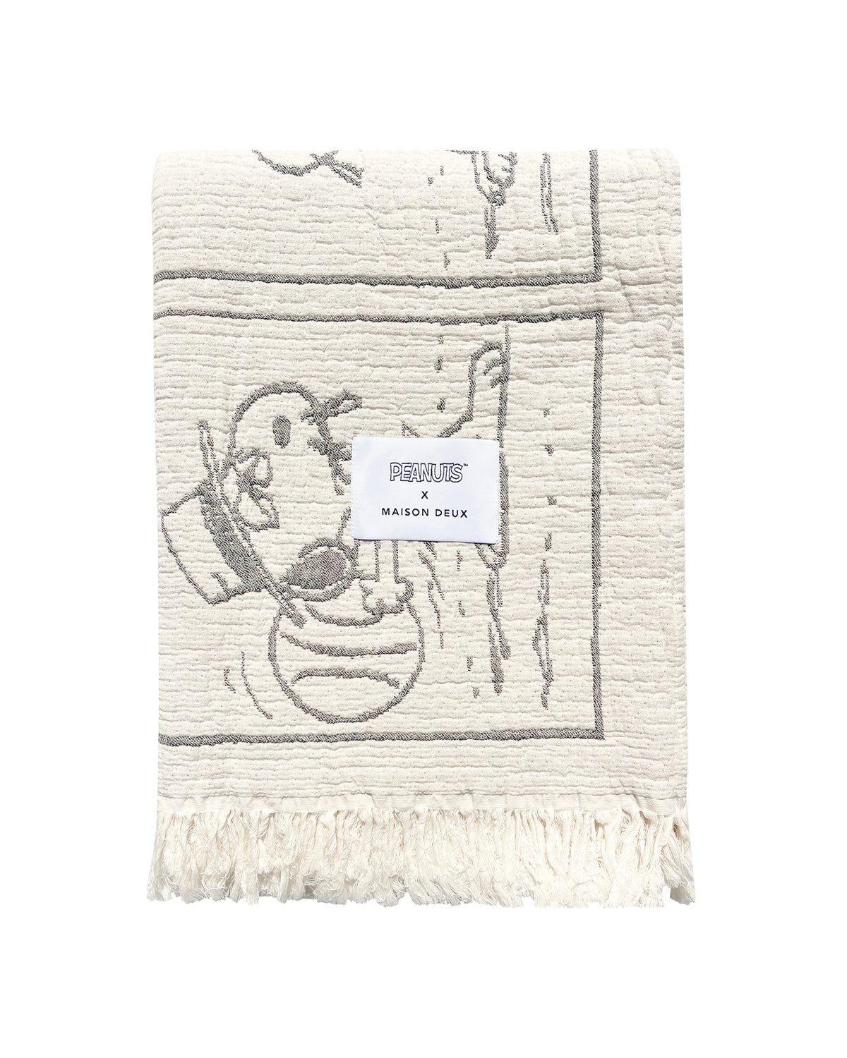 Blanket PEANUTS DESSERT Comic Strip Cotton Black / White 4.25 x 6.5ft