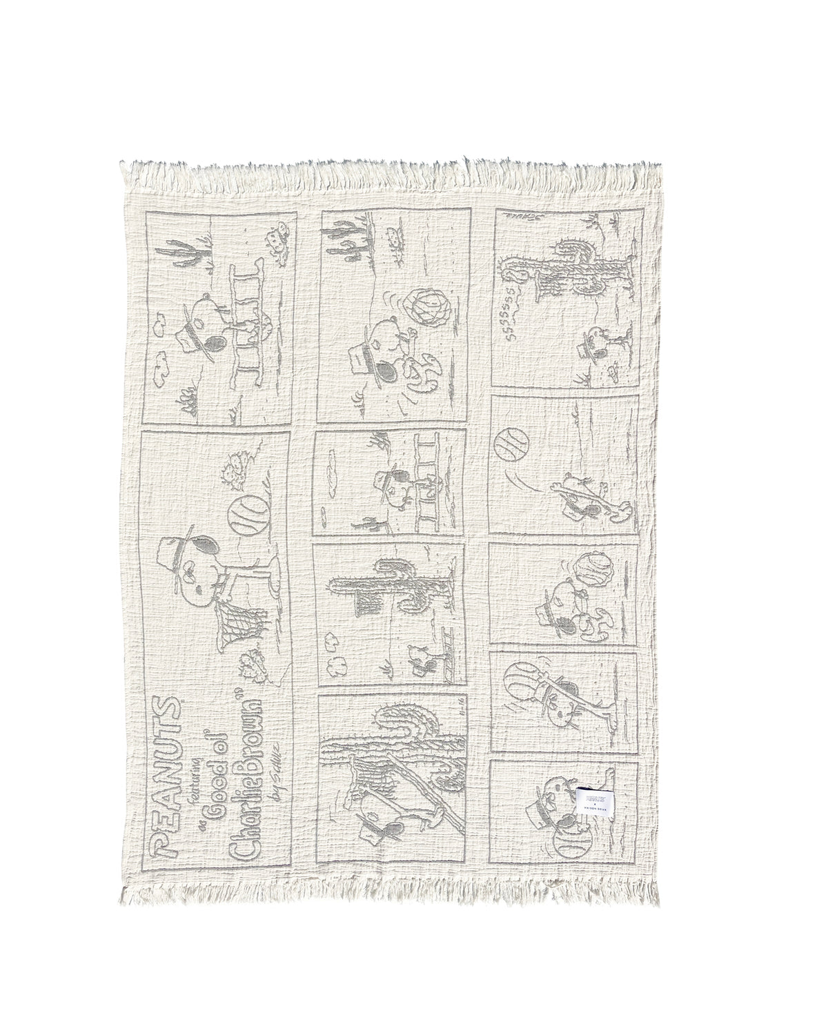 Blanket PEANUTS DESSERT Comic Strip Cotton Black / White 4.25 x 6.5ft