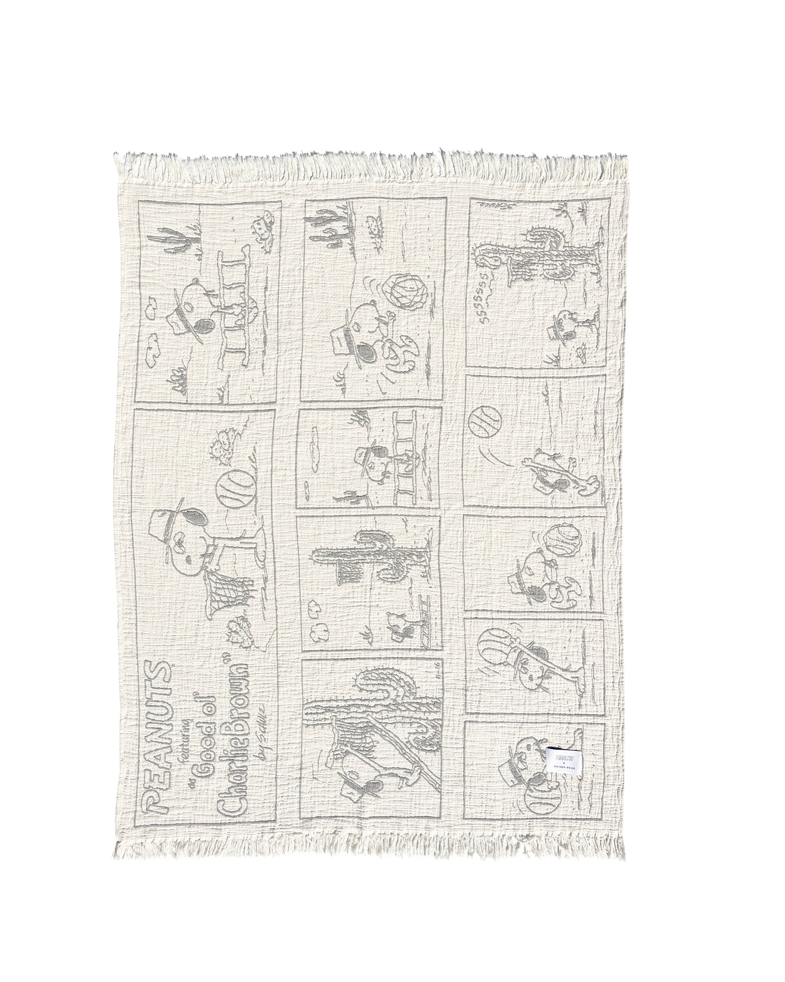 Blanket PEANUTS DESSERT Comic Strip Cotton Black / White 4.25 x 6.5ft
