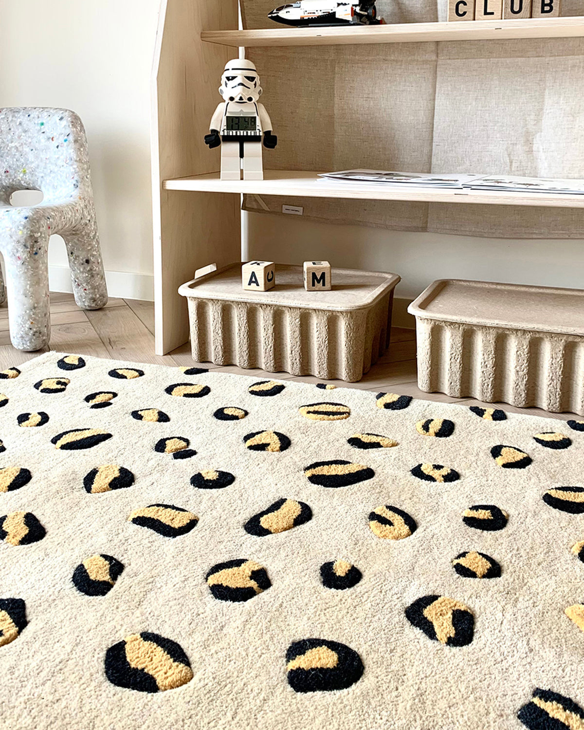 Rug LEOPARD Beige / Brown and Black Print 3.9 x 5.9ft