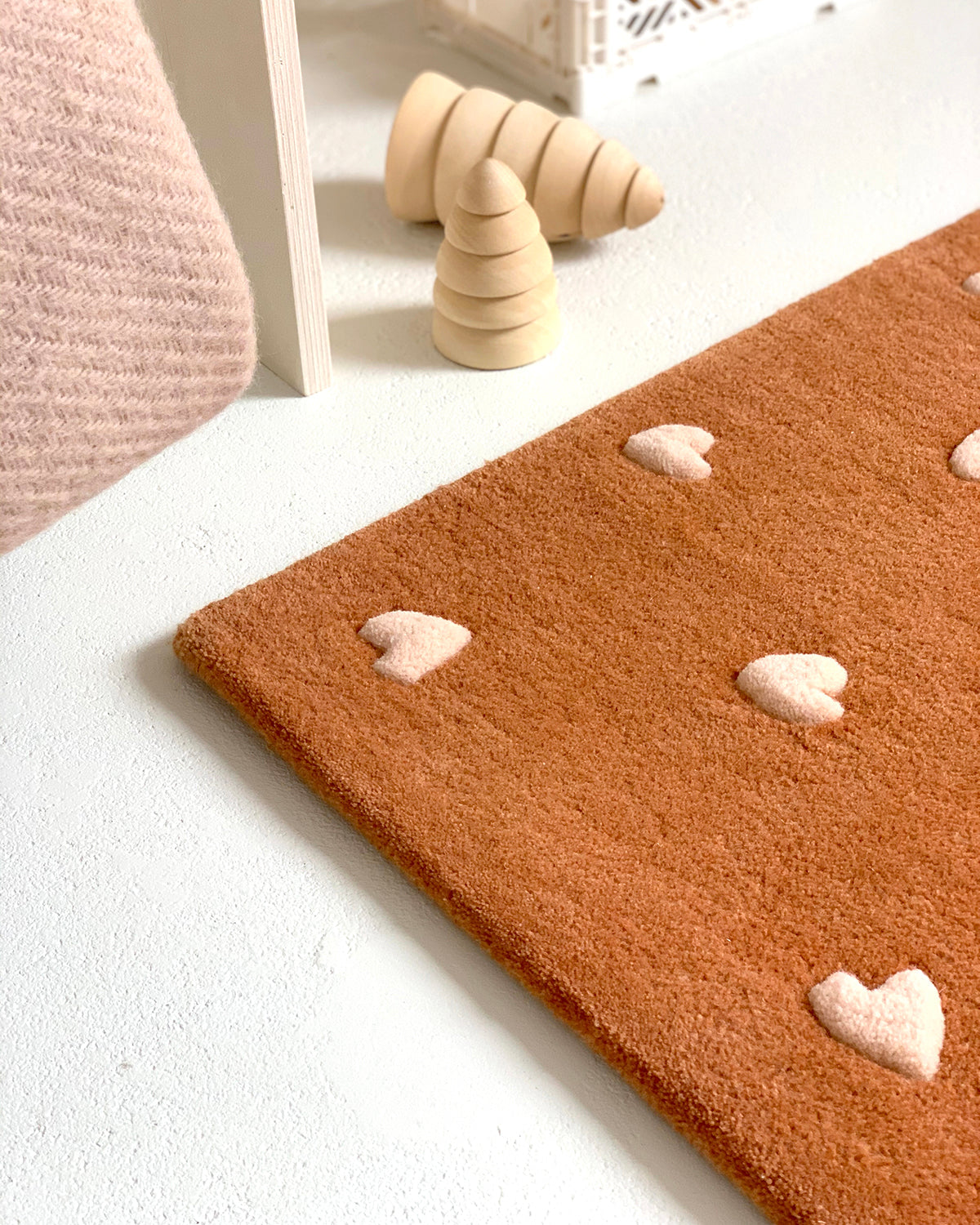 Rug HEARTS Brown / Pink Print 2.6 x 3.9ft