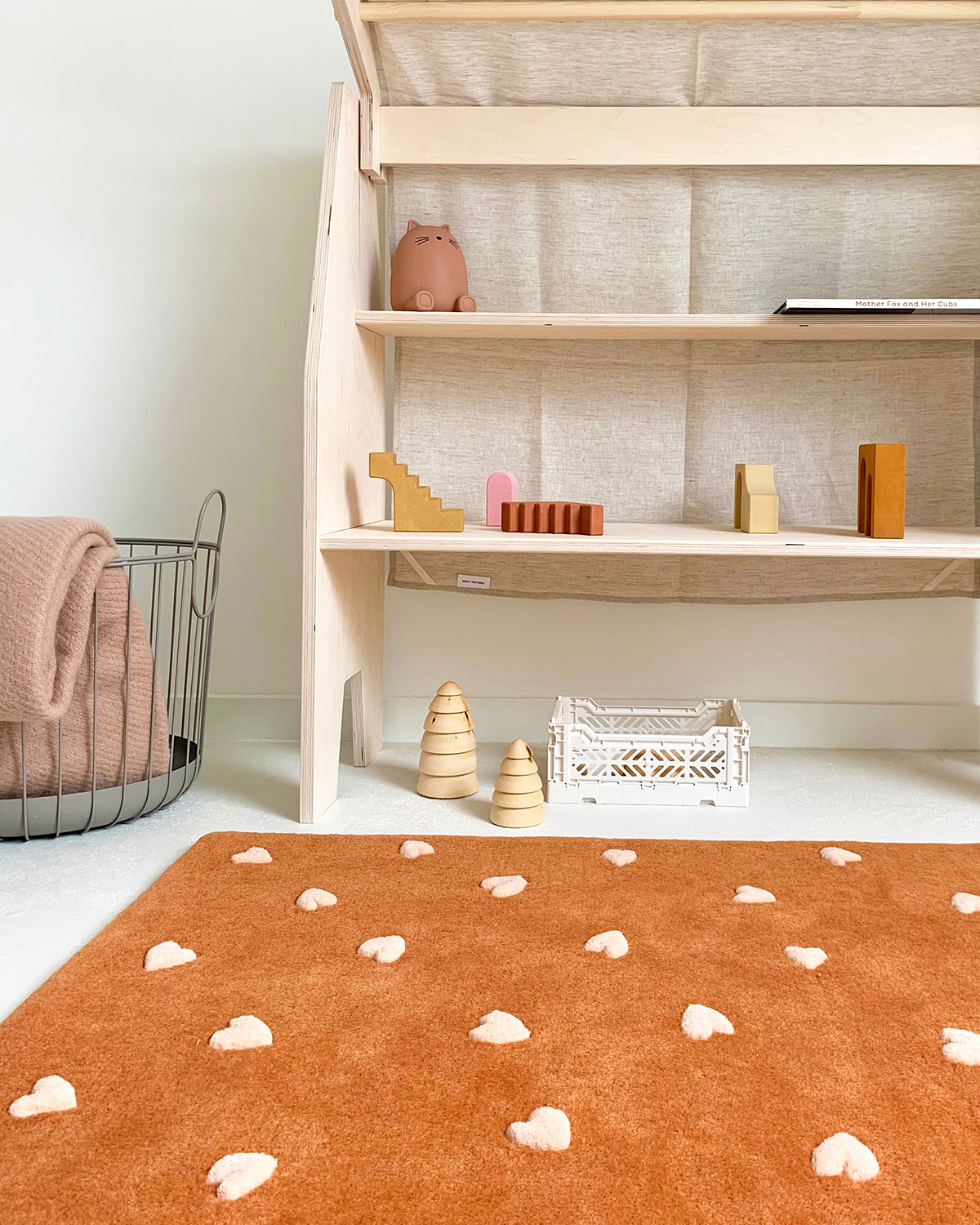 Rug HEARTS Brown / Pink Print 3.9 x 5.9ft