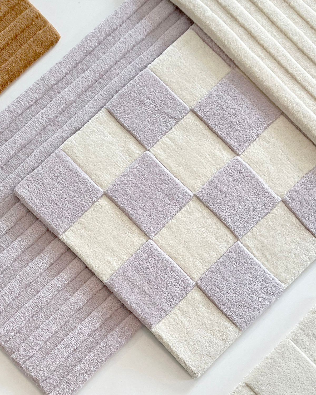 Rug CHECKERBOARD Lilac / White 3.9 x 5.9ft
