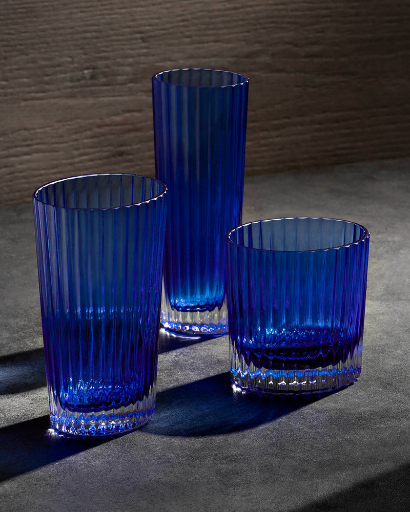 Missoni Home Water Glass NASTRI Set of 6  Blue 9.8 oz, H 4.75"
