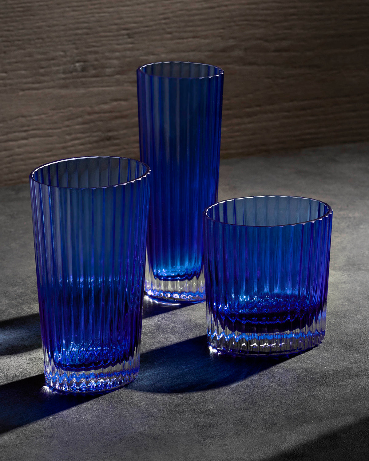 Water Glasses NASTRI Set of 6  Blue 9.8 oz, H 4.75"