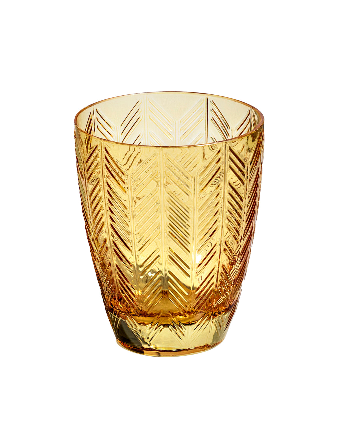 Water Glasses ZIG ZAG Set of 6  Amber 11.8 oz, diam. 3.3", H 4"