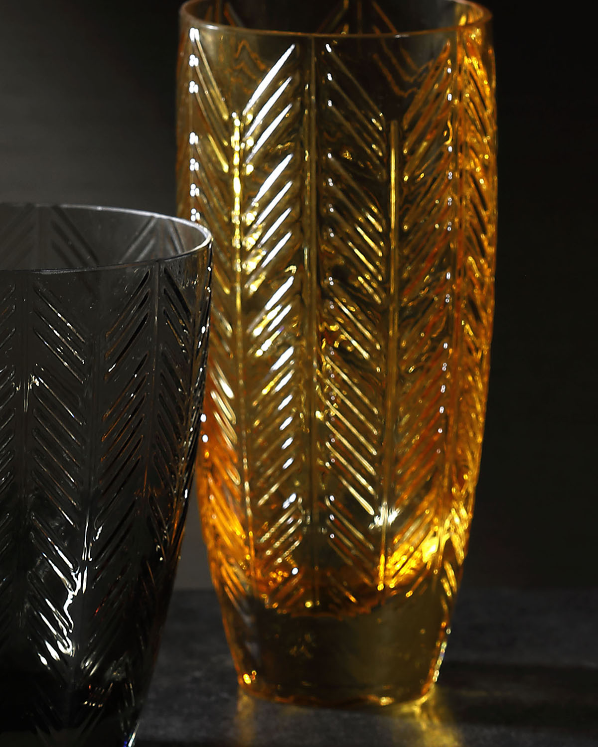 Champagne Glasses ZIG ZAG Set of 6  Amber 11 oz, diam. 2.5", H 5.5"