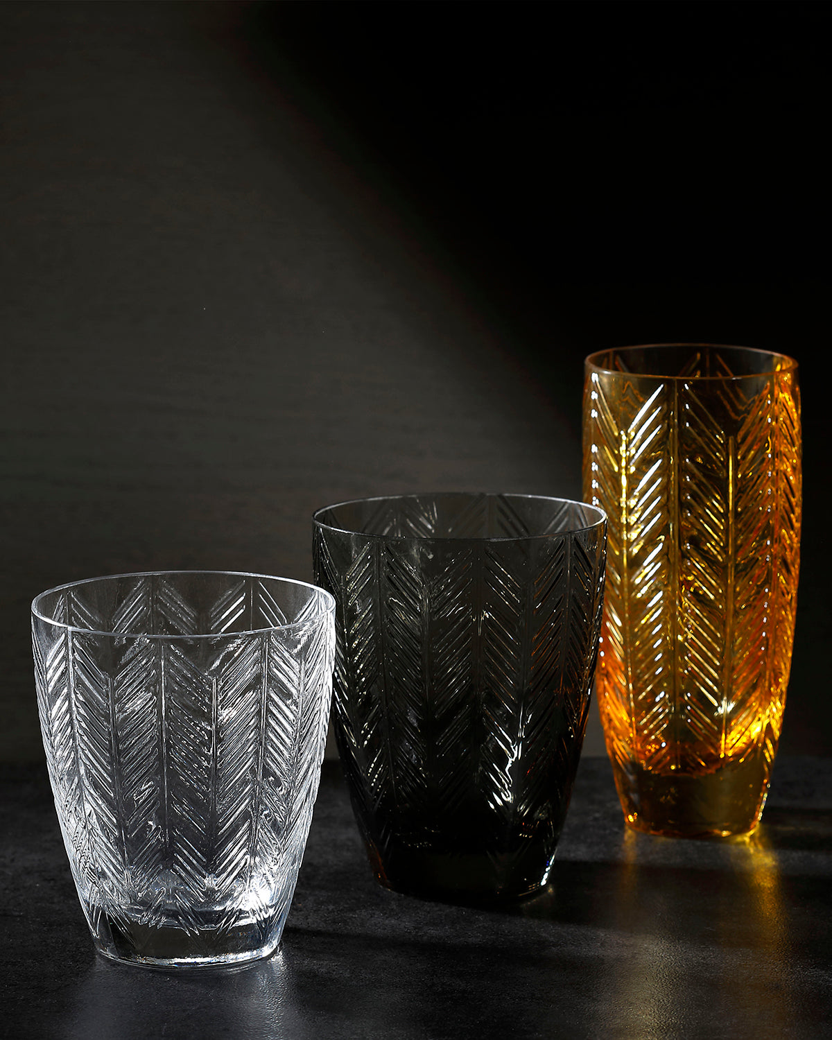 Champagne Glasses ZIG ZAG Set of 6  Amber 11 oz, diam. 2.5", H 5.5"