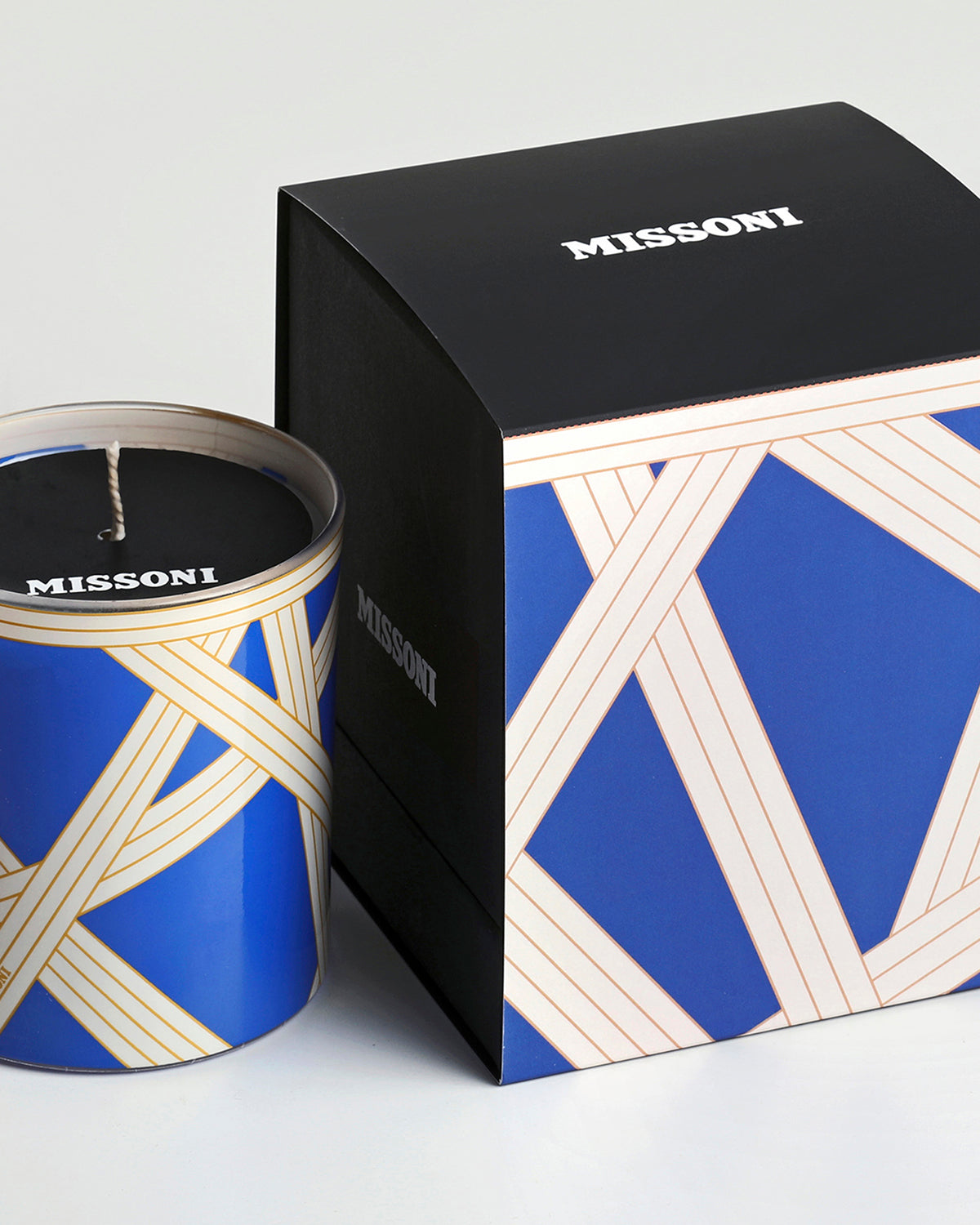 Scented Candle NASTRI 220gr  Bicolore 2 Blue diam. 3.3", H 3.5"