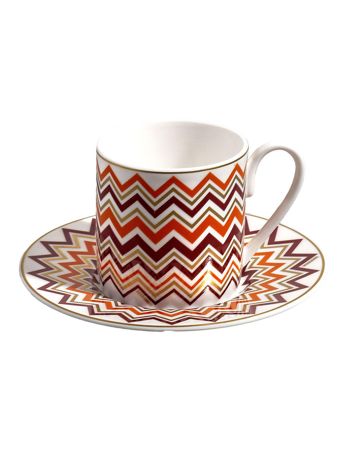 Missoni Home Coffee Cup & Saucer ICONIC Set of 6 in Luxury Box diam. 2.3", H 2.5", Cap. 4 oz, Saucer diam. 4.75"