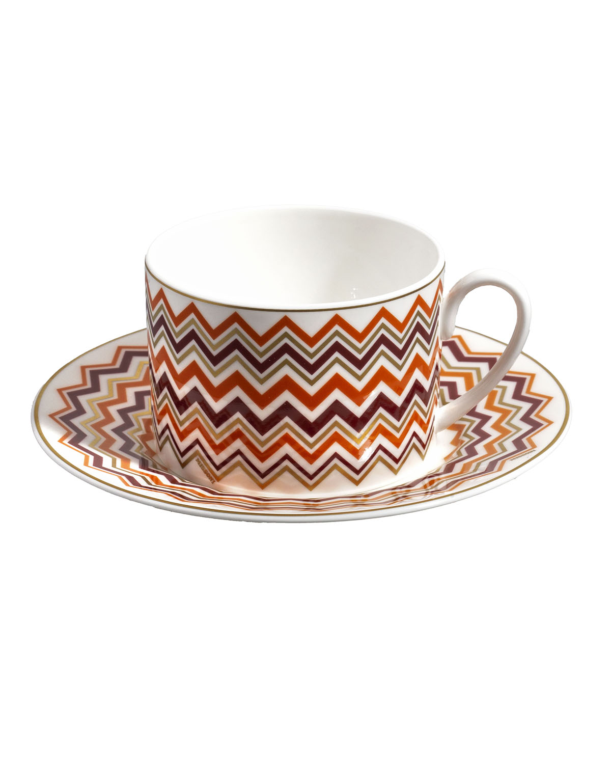 Missoni Home Tea Cup & Saucer ICONIC Set of 2 in Luxury Box diam. 3.3