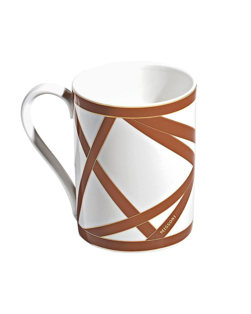 Missoni Home Mug Cup NASTRI in Luxury Box Beige diam. 3", H 3.9", cap. 12.5 oz