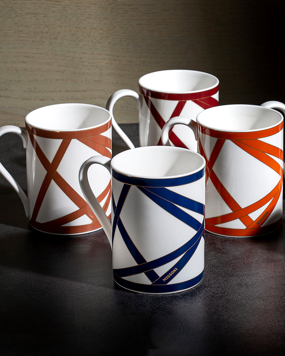 Mug Cup NASTRI in Luxury Box Beige diam. 3", H 3.9", cap. 12.5 oz