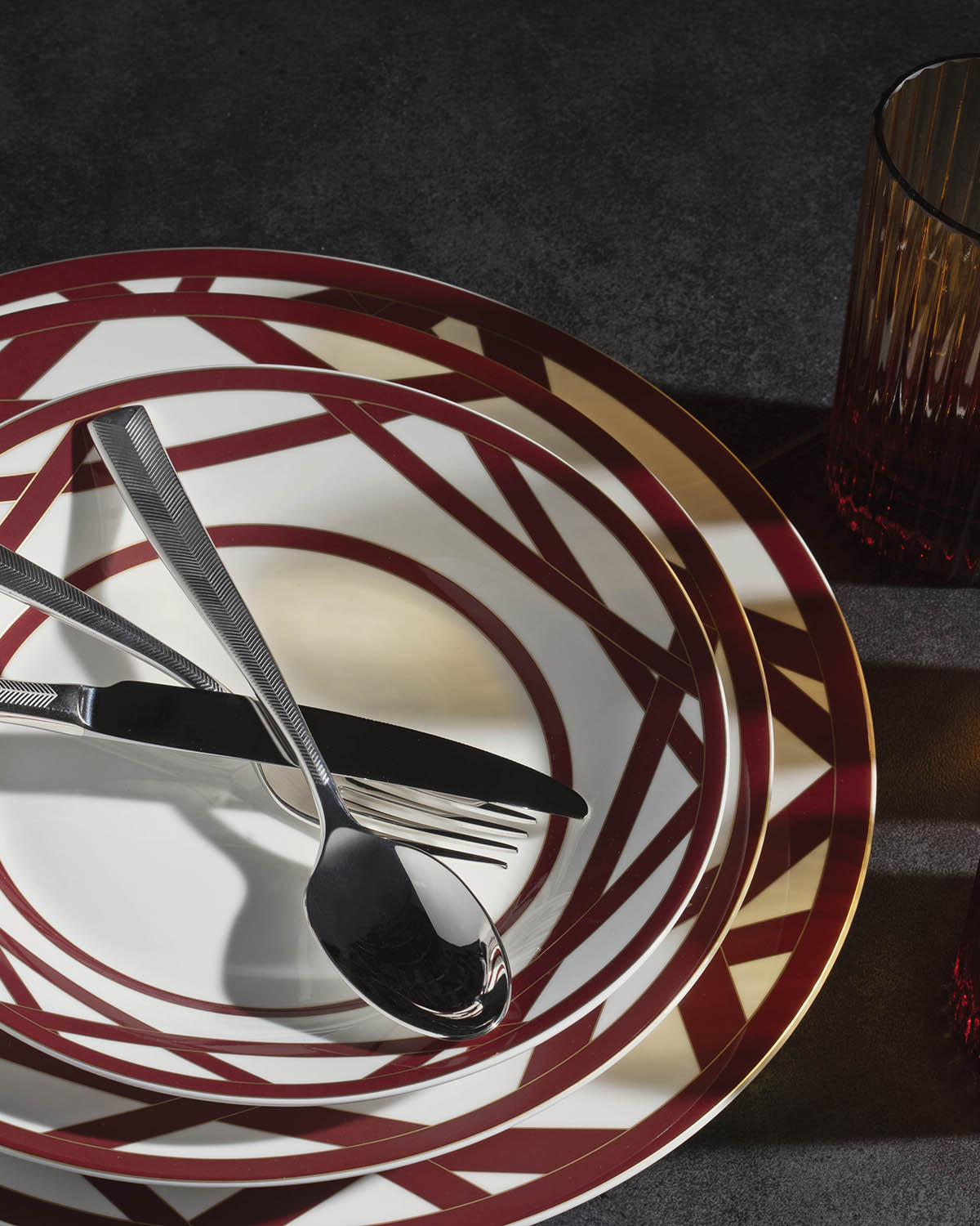 Dinner Plate NASTRI BORDEAUX Set of 2  - Ø 27,5 Cm