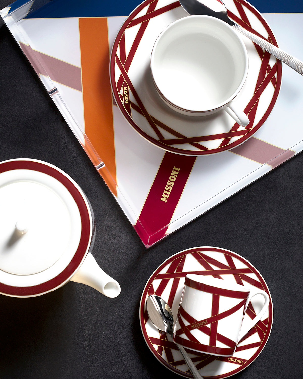 NASTRI BORDEAUX Set 2 Pcs. Dessert Plate - Ø 21,5 Cm
