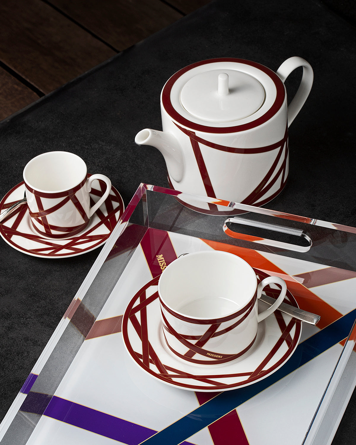 NASTRI BORDEAUX Luxury box Set 2 Pcs. Coffee Cup & Saucer - Ø 6 X H 6,1 Cm Cap. 12 Cl. - S.12 Cm