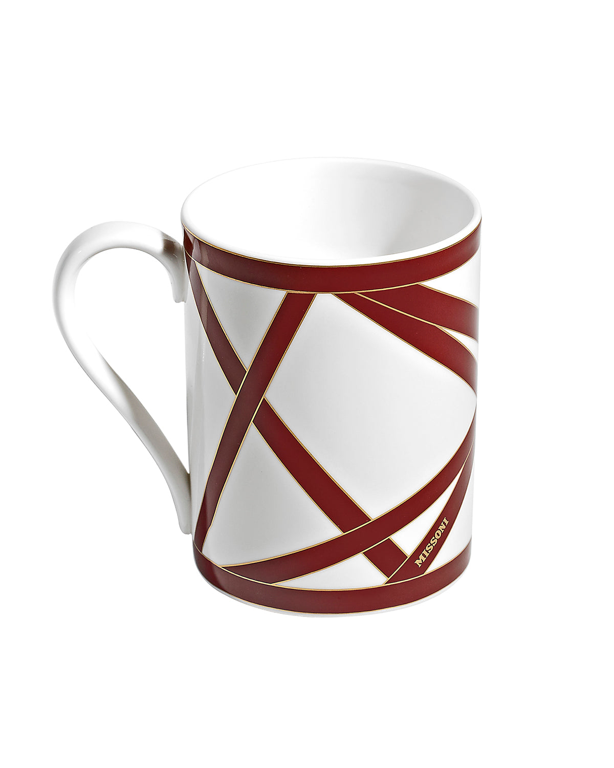 Missoni Home Mug Cup NASTRI in Luxury Box Bordeaux diam. 3", H 3.9", cap. 12.5 oz