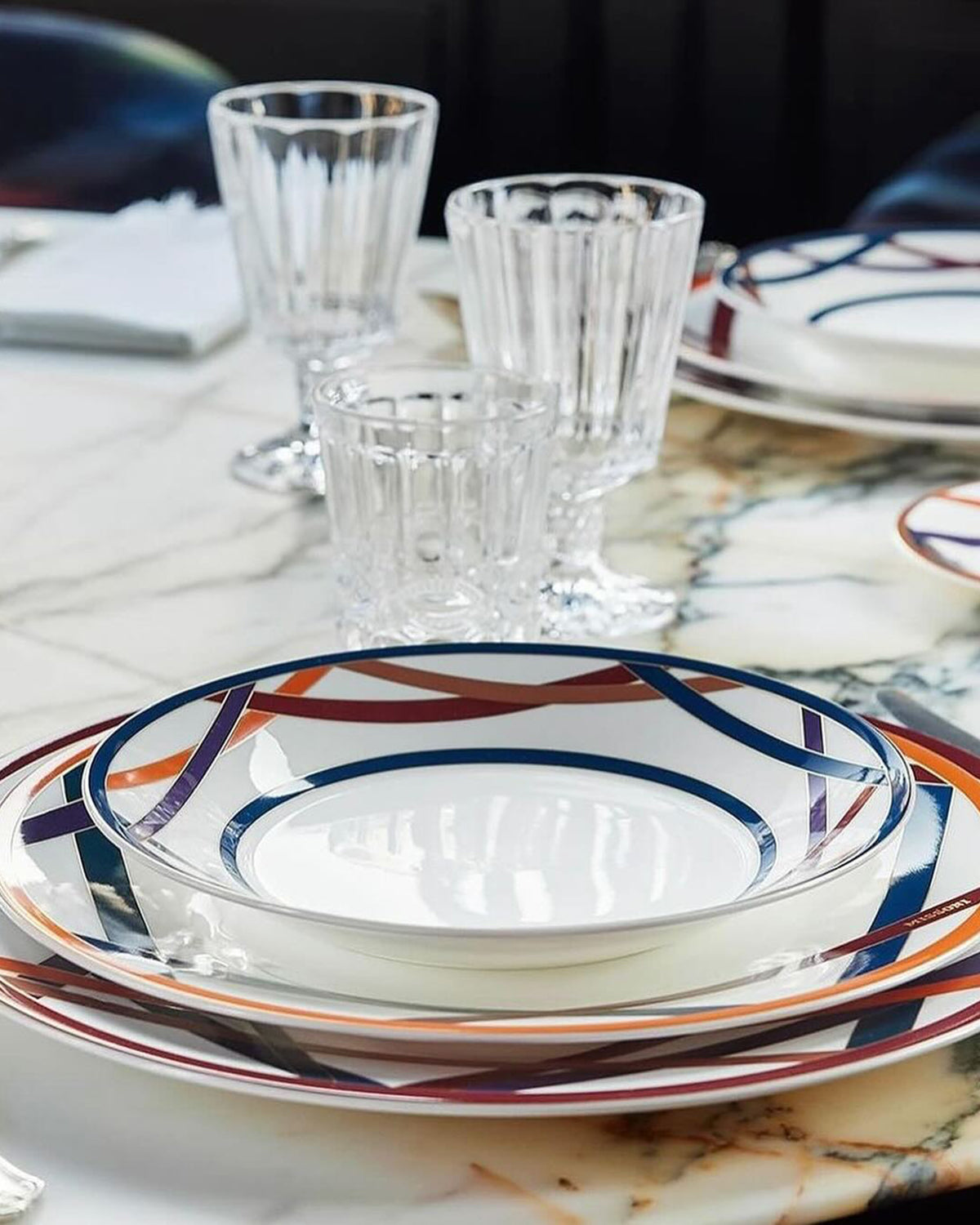Soup Plates NASTRI Set of 2  Multicolor diam. 8.5"