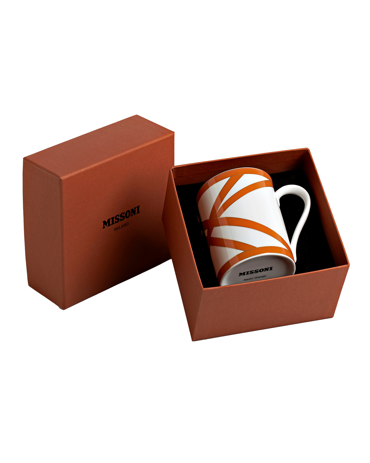 Missoni Home Mug Cup NASTRI in Luxury Box Orange diam. 3", H 3.9", cap. 12.5 oz
