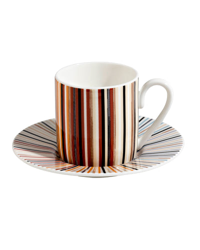 Missoni Home Coffee Cup & Saucer STRIPES Set of 2 in Luxury Box Jenkins 148 diam. 2.3", H 2.5", Cap. 4 oz, Saucer diam. 4.75"