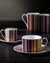 Missoni Home Tea Cup & Saucer STRIPES Set of 2 in Luxury Box Jenkins 156 diam. 3.3", H 2.3", cap. 7.5 oz, Saucer diam. 6"