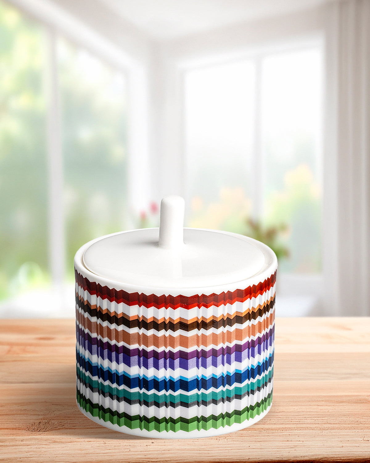 Waves Sugar Pot. Dimensions: Ø 3.39" × H 3.54"
