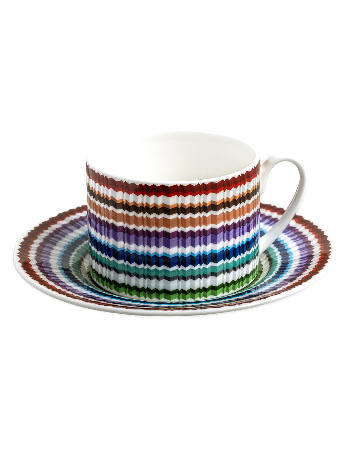 Waves Tea Cup & Saucer Set of 6 in luxury box. Dimensions: Ø 3.35" × H 2.36"