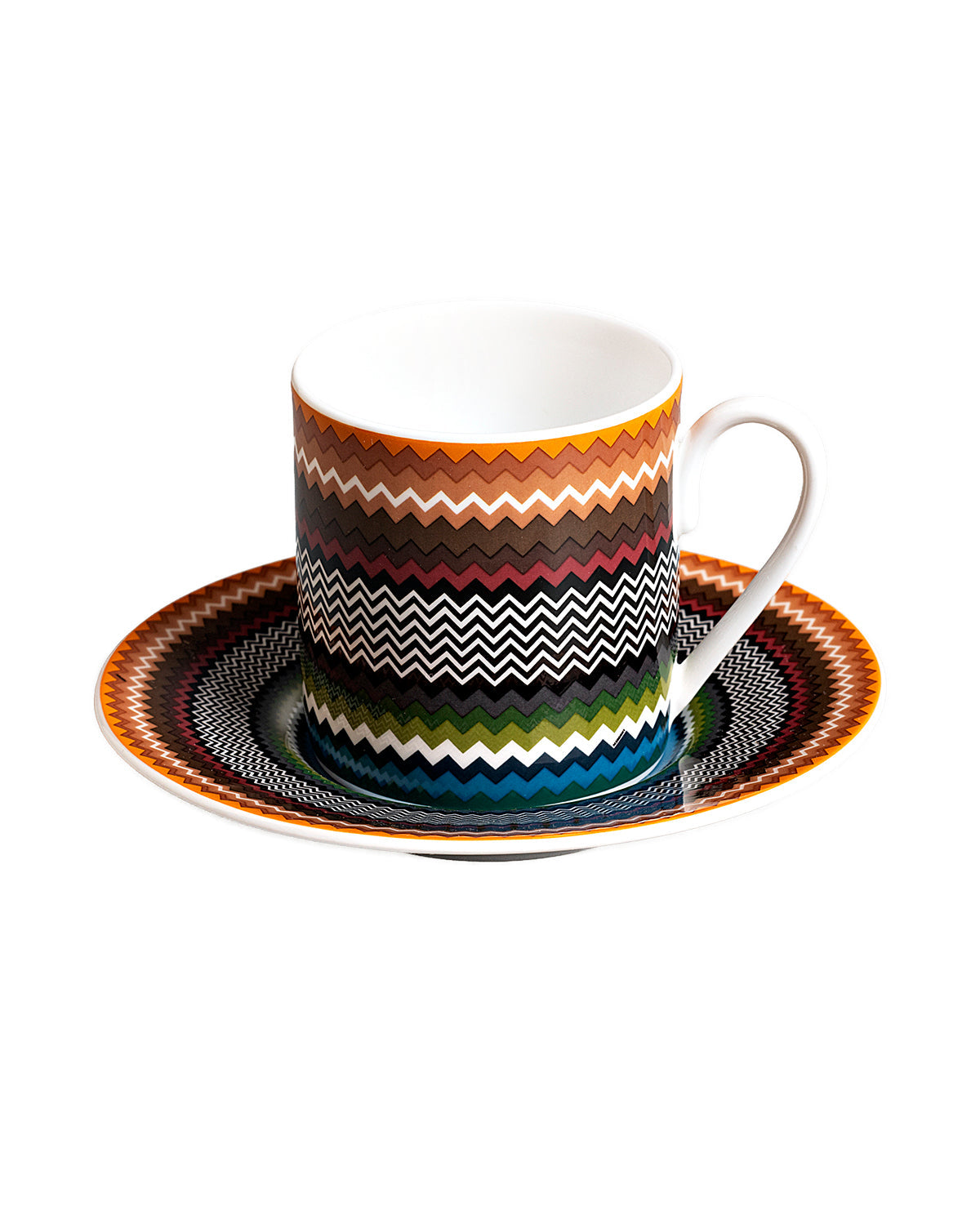Zig Zag Foliage Coffee Cup & Saucer Set of 2 in luxury box. Dimensions: Ø 2.36" × H 2.4"