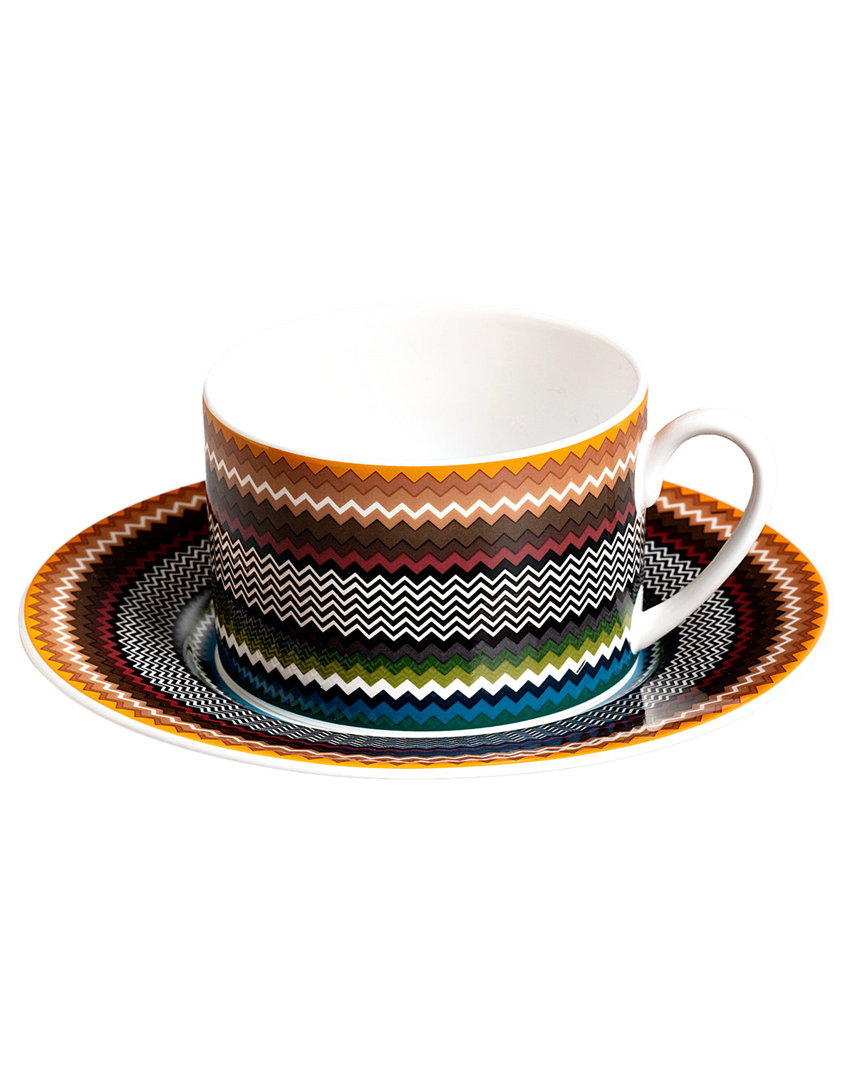 Zig Zag Foliage Tea Cup & Saucer Set of 6 in luxury box. Dimensions: Ø 3.35" × H 2.36"