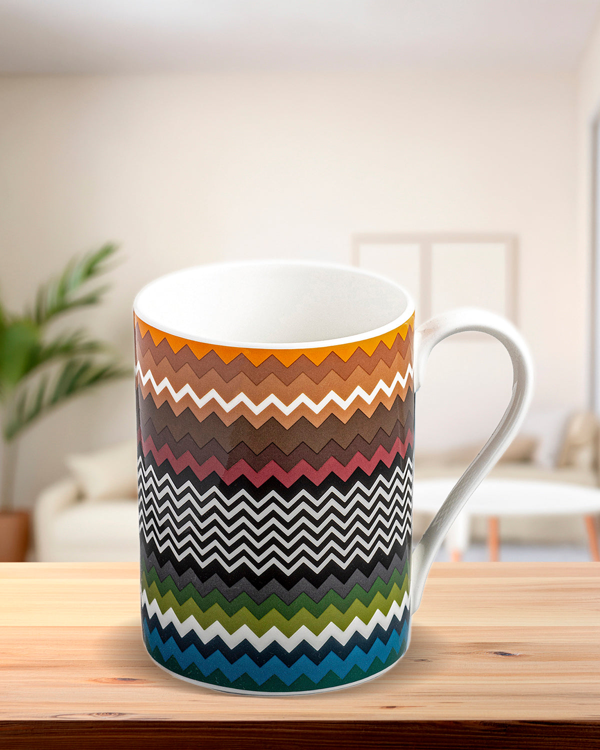Zig Zag Foliage Mug in Luxury Box. Dimensions: Ø 2.95" × H 3.86"