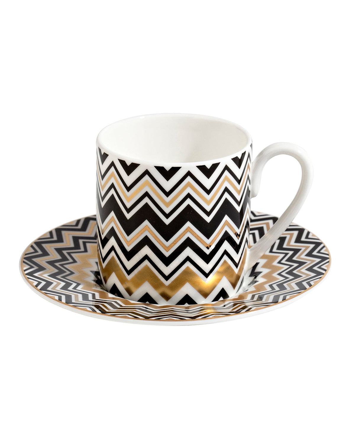 ZIG ZAG GOLD Luxury box Set 6 Pcs. Coffee Cup & Saucer - Ø 6 X H 6,1 Cm Cap. 12 Cl. - S.12 Cm