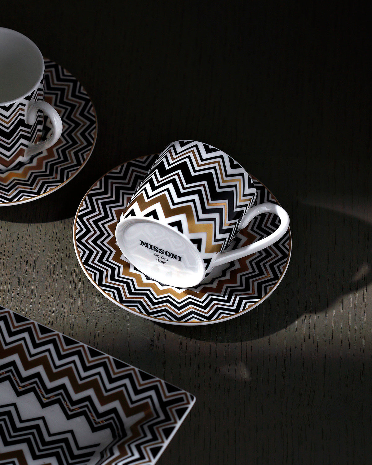 ZIG ZAG GOLD Luxury box Set 6 Pcs. Coffee Cup & Saucer - Ø 6 X H 6,1 Cm Cap. 12 Cl. - S.12 Cm
