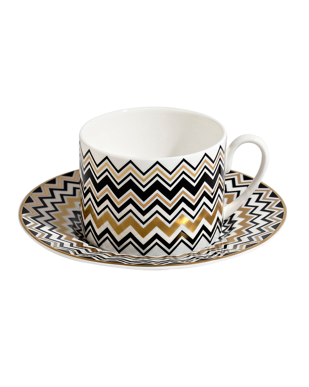 ZIG ZAG GOLD Luxury box Set 6 Pcs. Tea Cup & Saucer - Ø 8,5 X H 6 Cm Cap. 22 Cl. - S.15,5 Cm