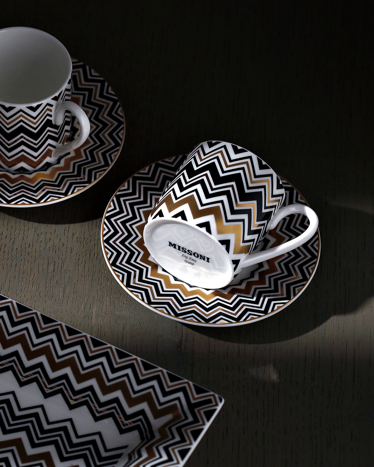 ZIG ZAG GOLD Luxury box Set 6 Pcs. Tea Cup & Saucer - Ø 8,5 X H 6 Cm Cap. 22 Cl. - S.15,5 Cm