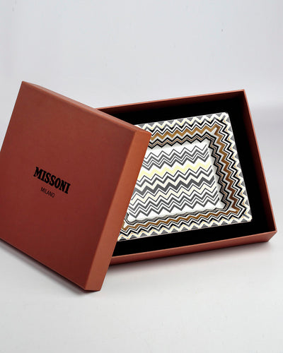 Missoni Home Tray ZIG ZAG Rectangular Large in Luxury Box Gold 8.5" x 6.75"