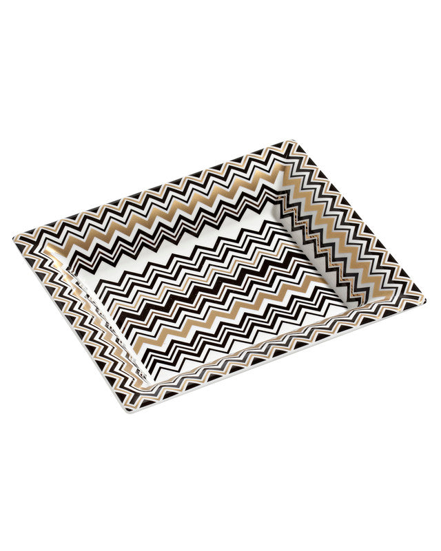 Missoni Home Tray ZIG ZAG Rectangular Large in Luxury Box Gold 8.5" x 6.75"