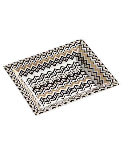 Missoni Home Tray ZIG ZAG Rectangular Large in Luxury Box Gold 8.5" x 6.75"