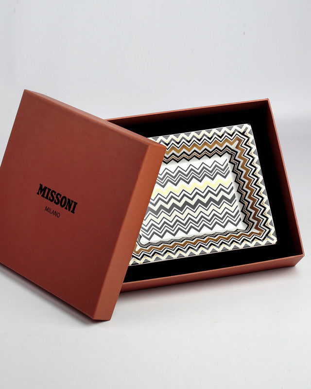 Missoni Home Tray ZIG ZAG Rectangular Large in Luxury Box Gold 8.5" x 6.75"