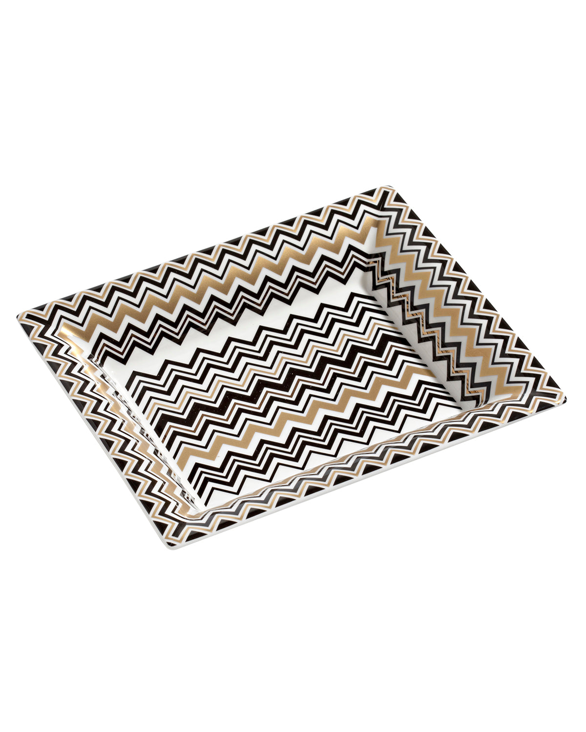 Missoni Home Tray ZIG ZAG Rectangular Large in Luxury Box Gold 8.5" x 6.75"