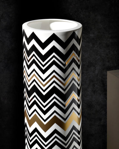 Missoni Home High Vase ZIG ZAG  Gold diam. 6.3", H 14"