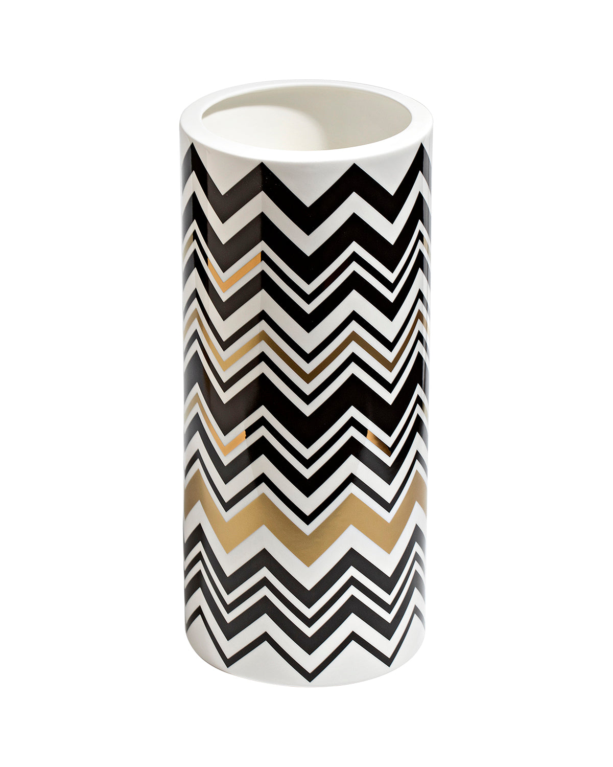 Missoni Home High Vase ZIG ZAG  Gold diam. 6.3", H 14"
