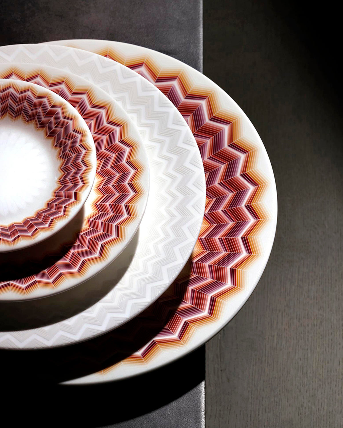 Dessert Plate ZIG ZAG JARRIS 156 Set of 6 Fine Bone China Ø 8.46"