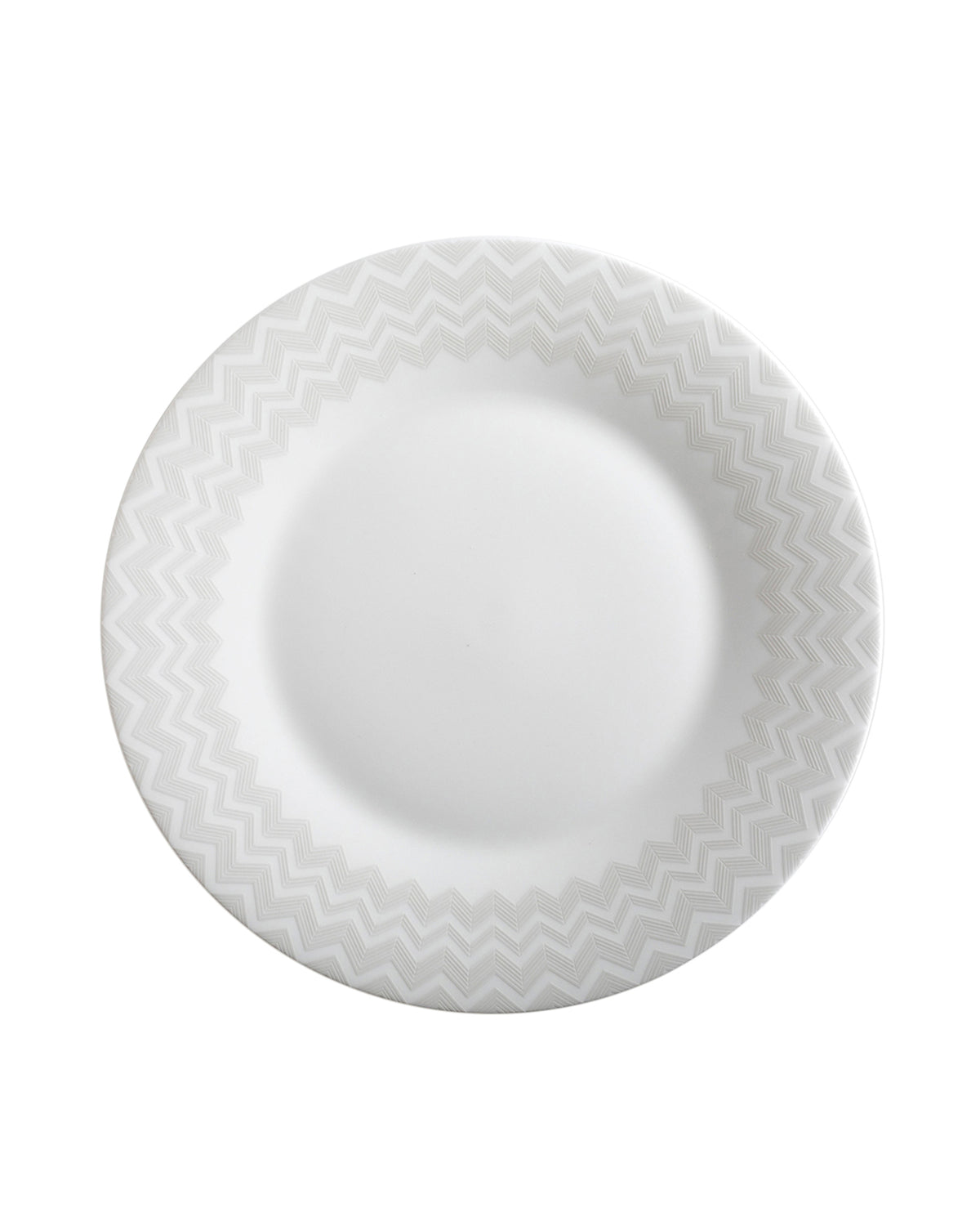 Dinner Plate ZIG ZAG WHITE Set of 6 Fine Bone China Ø 10.83"