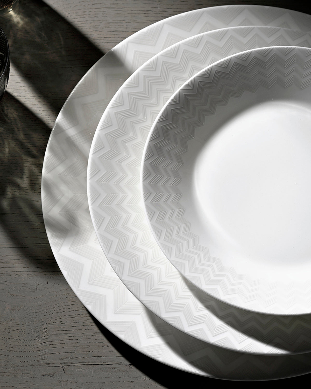 Bread & Butter Plate ZIG ZAG WHITE Set of 6 Fine Bone China Ø 6.1"