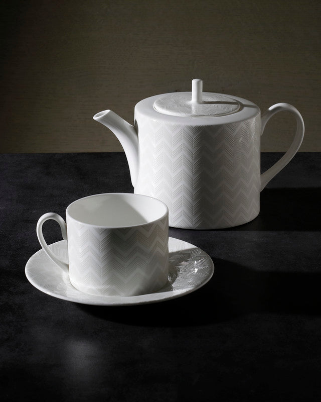 Missoni Home Tea Pot or Coffee Pot ZIG ZAG  White diam. 4.75", H 4.5"