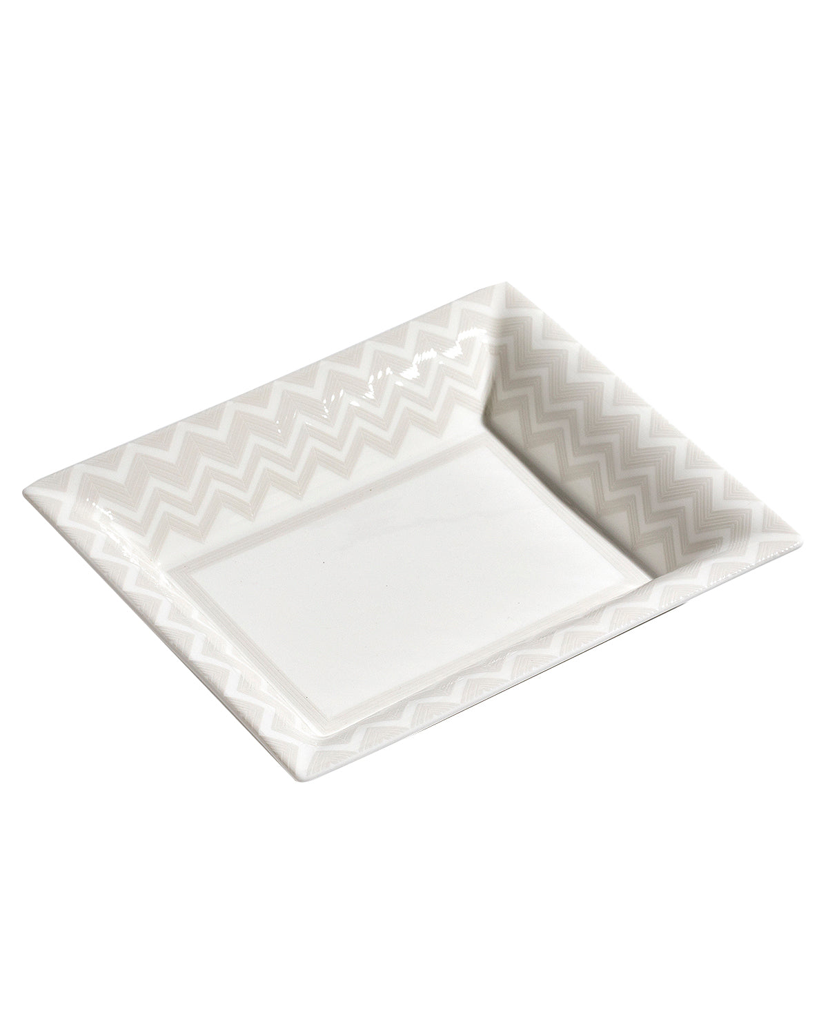 Missoni Home Tray ZIG ZAG Rectangular Large in Luxury Box White 8.5" x 6.75"