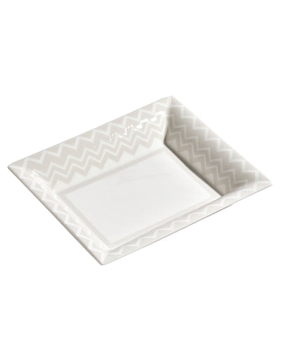 Missoni Home Tray ZIG ZAG Rectangular Large in Luxury Box White 8.5" x 6.75"