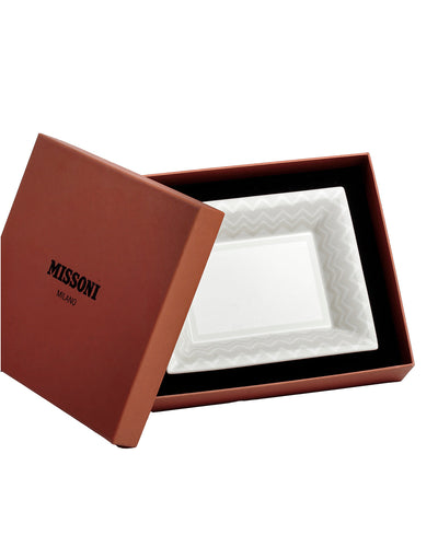 Missoni Home Tray ZIG ZAG Rectangular Large in Luxury Box White 8.5" x 6.75"